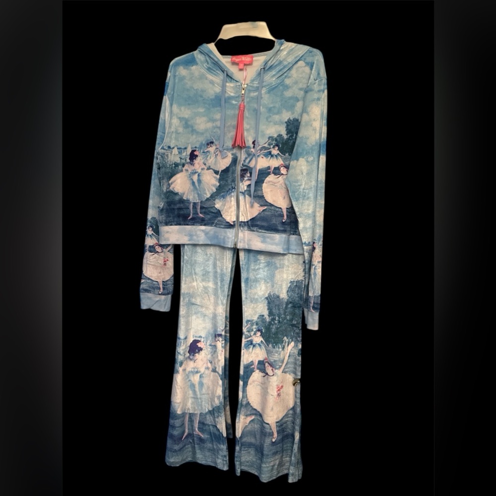Sugar Thrillz Velour Ballet Print track suit!! Pants XL Top 1X!!